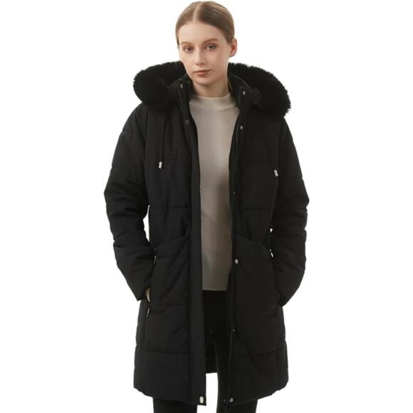 Women's Winter Puffer Coat Jacket Waterproof Black - Picture 6 of 6